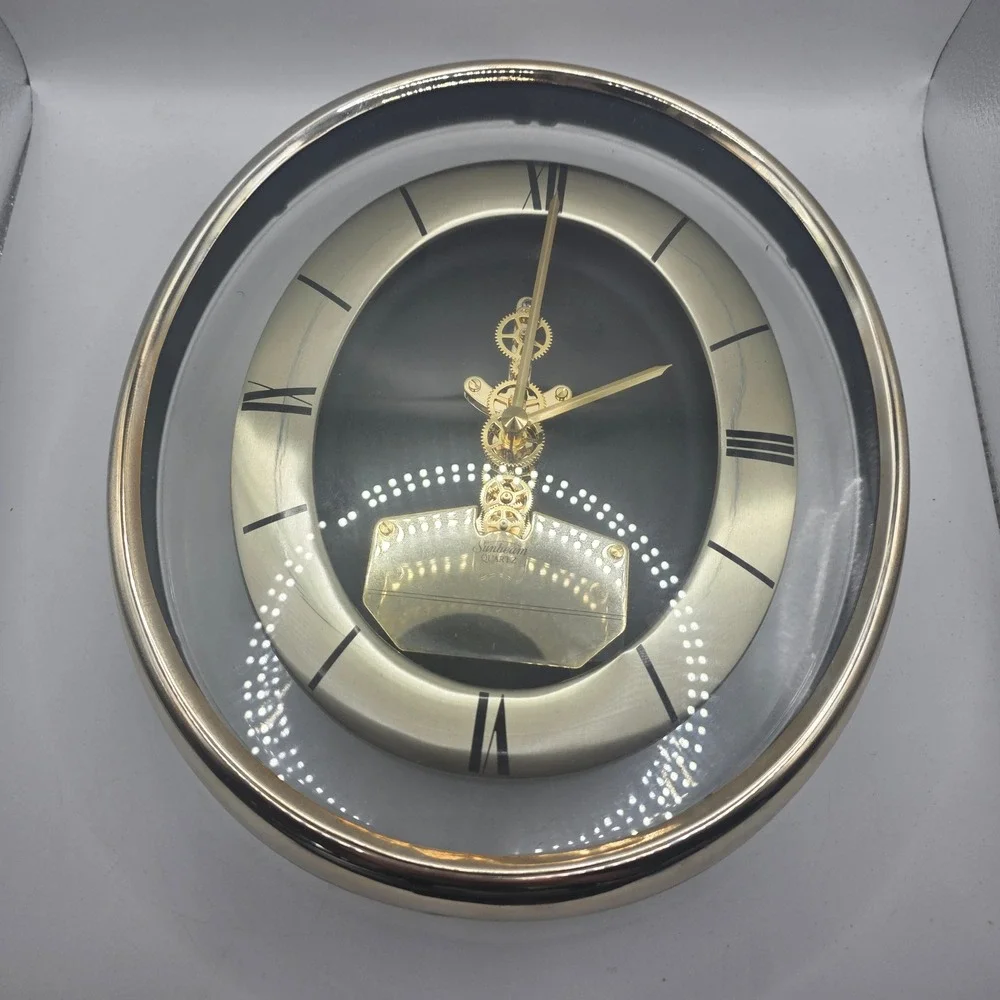 Vintage Sunbeam Quartz Skeleton Wall Clock Exposed Gears Roman Numerals WORKS